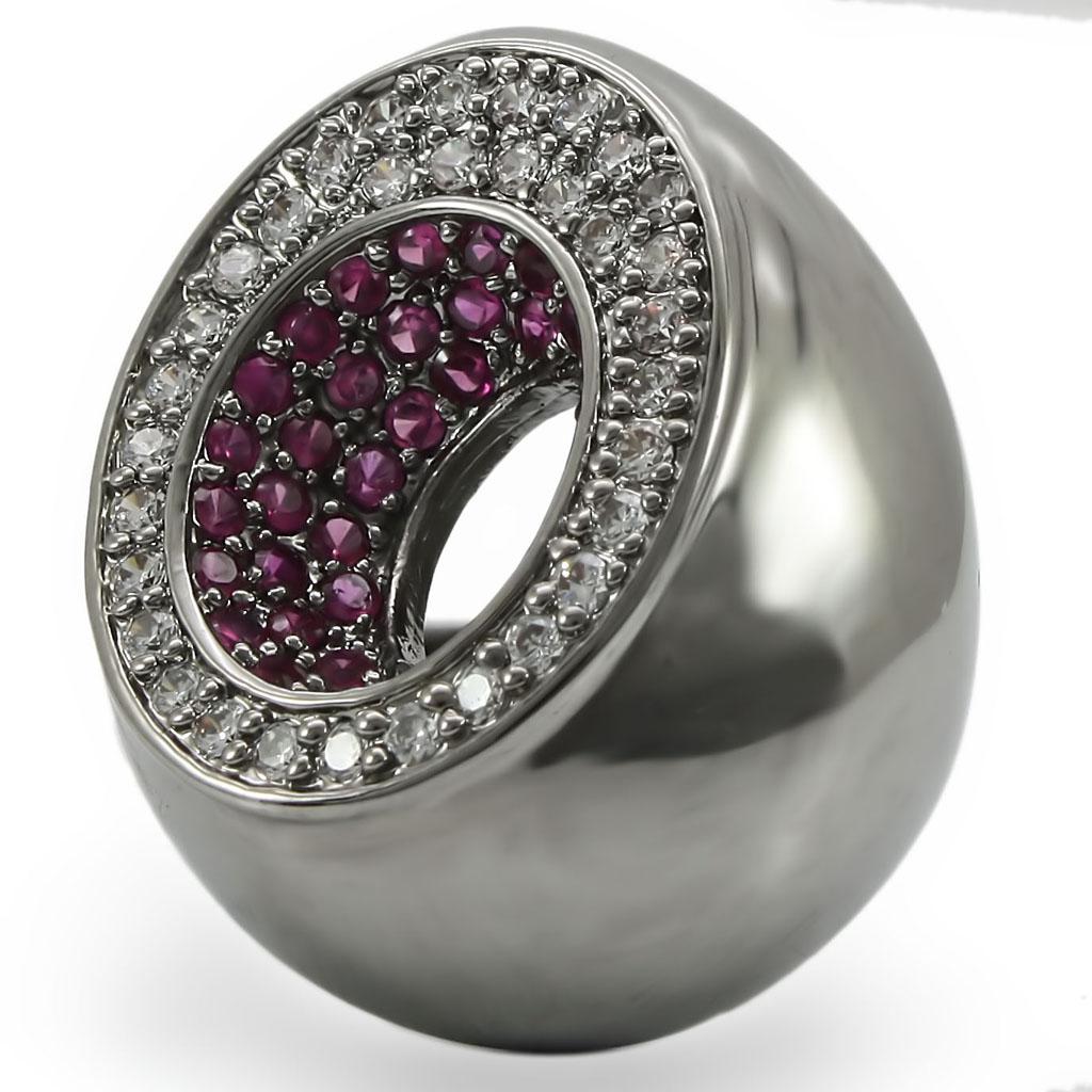 Ruthenium Brass Ring with Synthetic Garnet in Ruby