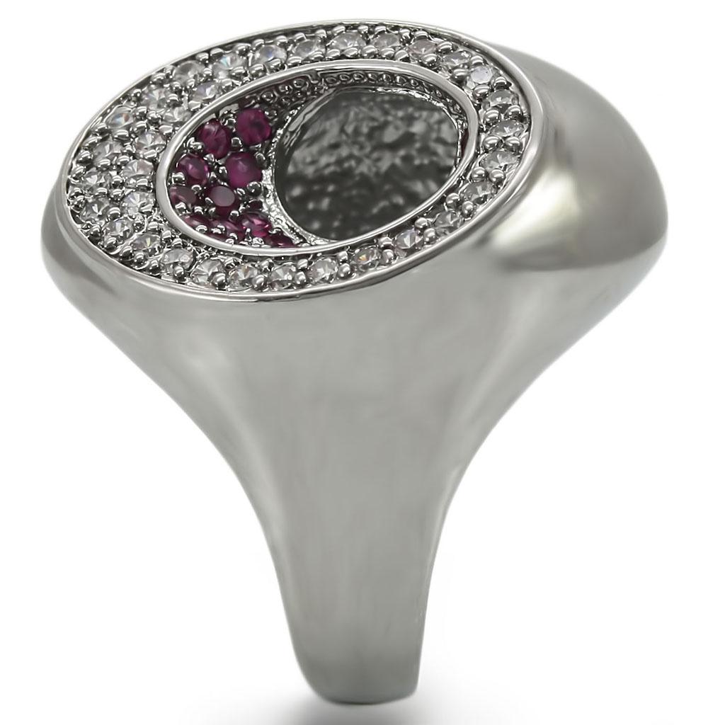 Ruthenium Brass Ring with Synthetic Garnet in Ruby