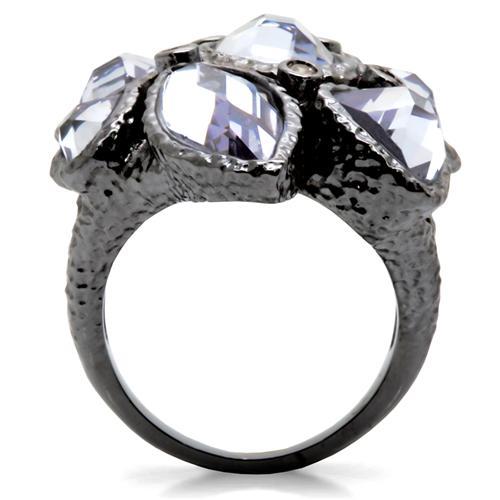 Ruthenium Brass Ring with AAA Grade CZ in Light Amethyst