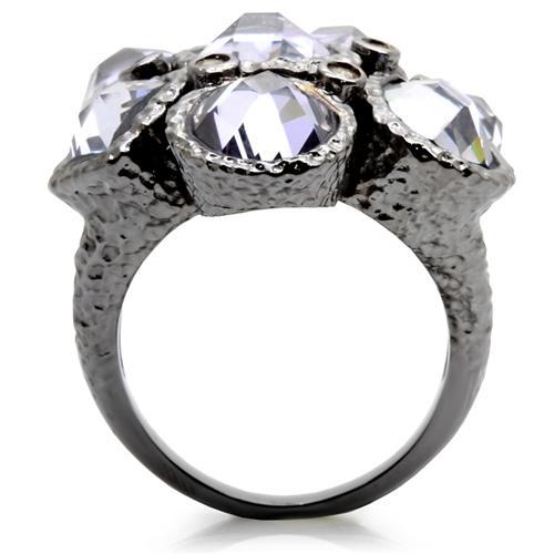 Ruthenium Brass Ring with AAA Grade CZ in Light Amethyst