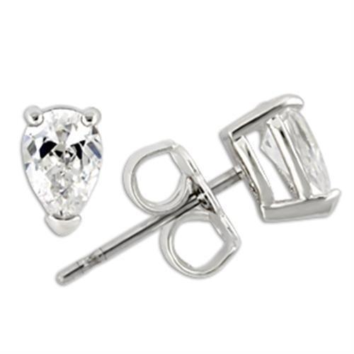 Rhodium 925 Sterling Silver Earrings with AAA Grade CZ in Clear