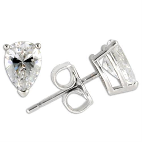 Rhodium 925 Sterling Silver Earrings with AAA Grade CZ in Clear