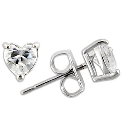 Rhodium 925 Sterling Silver Earrings with AAA Grade CZ in Clear