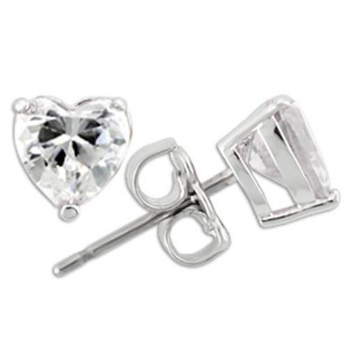Rhodium 925 Sterling Silver Earrings with AAA Grade CZ in Clear