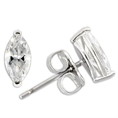 Rhodium 925 Sterling Silver Earrings with AAA Grade CZ in Clear