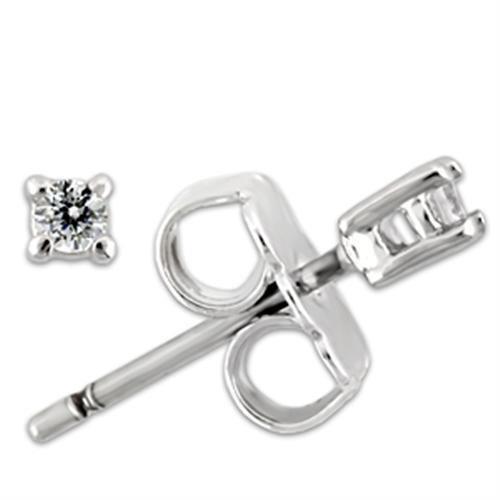 Rhodium 925 Sterling Silver Earrings with AAA Grade CZ in Clear