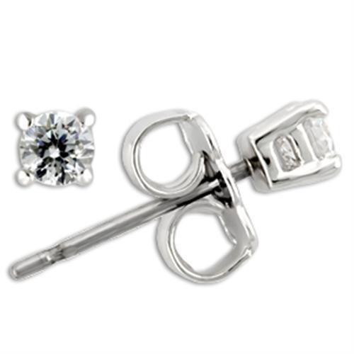 Rhodium 925 Sterling Silver Earrings with AAA Grade CZ in Clear