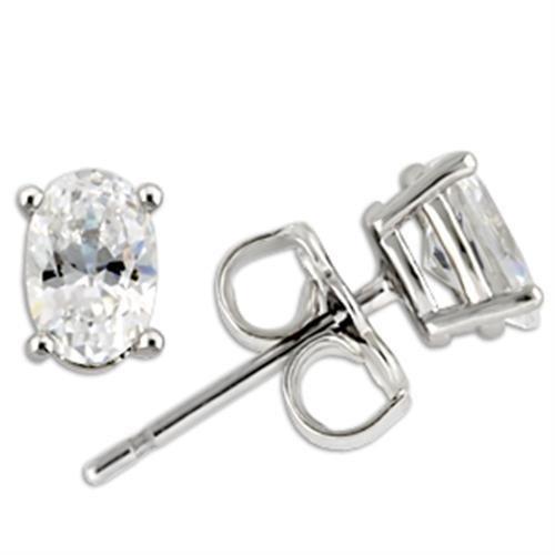 Rhodium 925 Sterling Silver Earrings with AAA Grade CZ in Clear