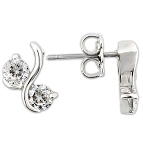 Rhodium 925 Sterling Silver Earrings with AAA Grade CZ in Clear