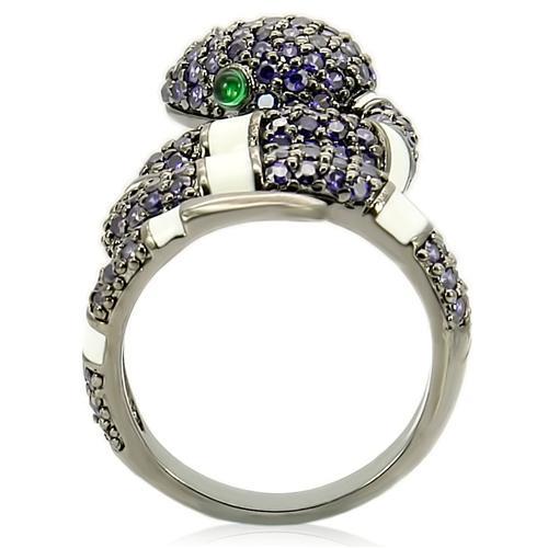 Ruthenium Brass Ring with AAA Grade CZ in Multi Color