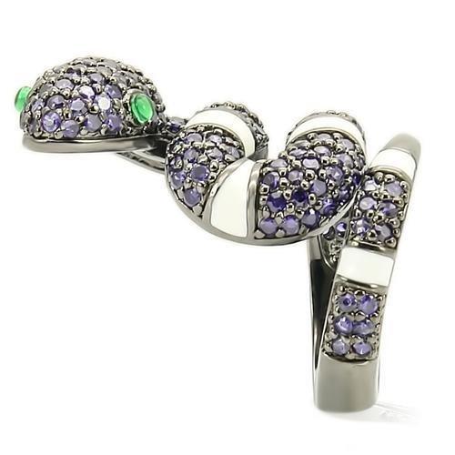 Ruthenium Brass Ring with AAA Grade CZ in Multi Color