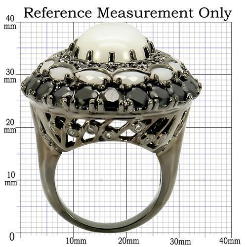 Ruthenium Brass Ring with Milky CZ in White