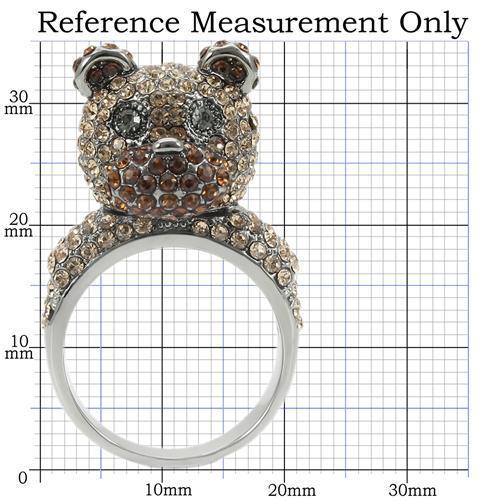 Ruthenium Brass Ring with Top Grade Crystal in Multi Color