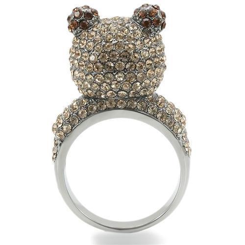 Ruthenium Brass Ring with Top Grade Crystal in Multi Color