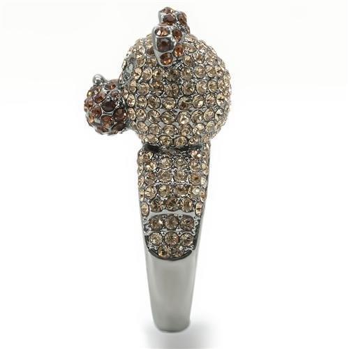 Ruthenium Brass Ring with Top Grade Crystal in Multi Color