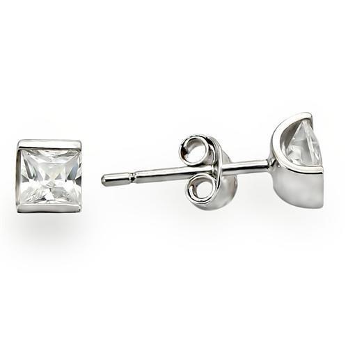 Rhodium 925 Sterling Silver Earrings with AAA Grade CZ in Clear