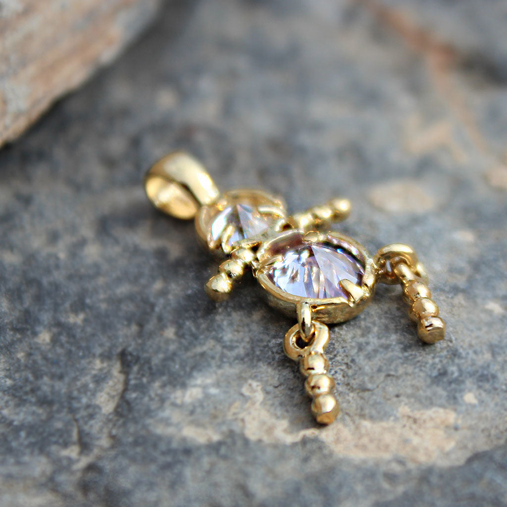 Gold Plating Brass Pendant with AAA CZ in Light Amethyst