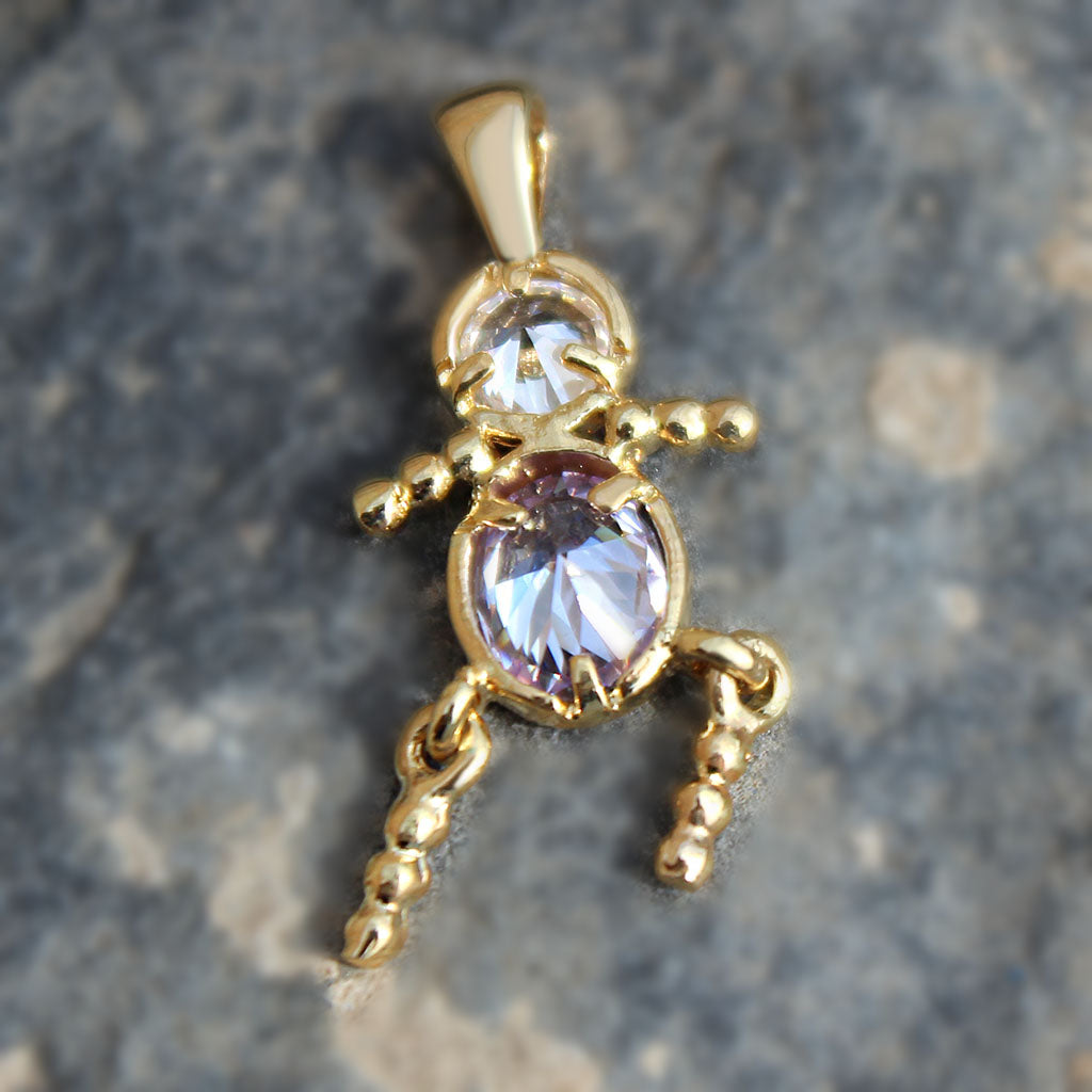 Gold Plating Brass Pendant with AAA CZ in Light Amethyst
