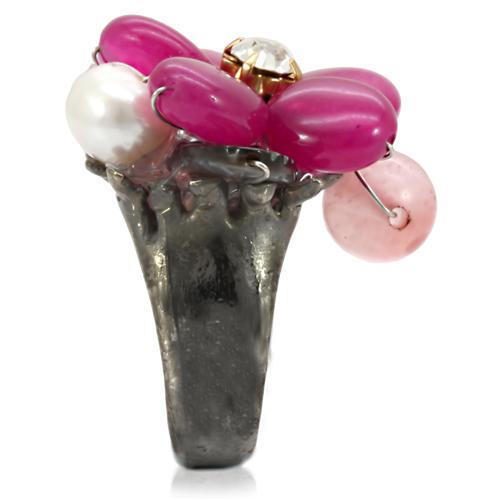 Antique Tone Brass Ring with Assorted in Multi Color