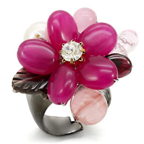 Antique Tone Brass Ring with Assorted in Multi Color