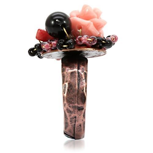 Antique Tone Brass Ring with Assorted in Multi Color