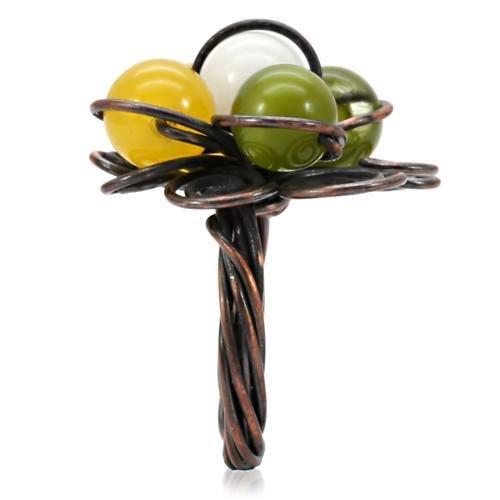 Antique Tone Brass Ring with Assorted in Multi Color