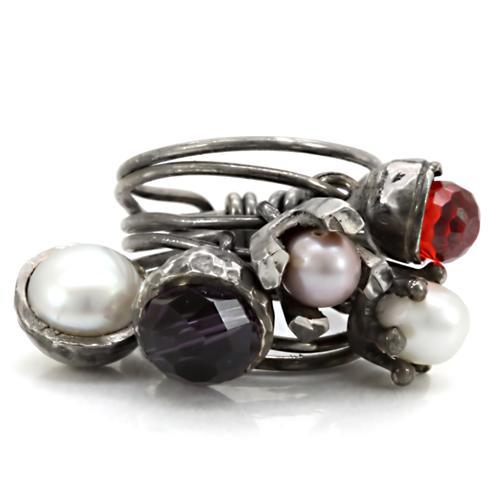 Antique Tone Brass Ring with Assorted in Multi Color