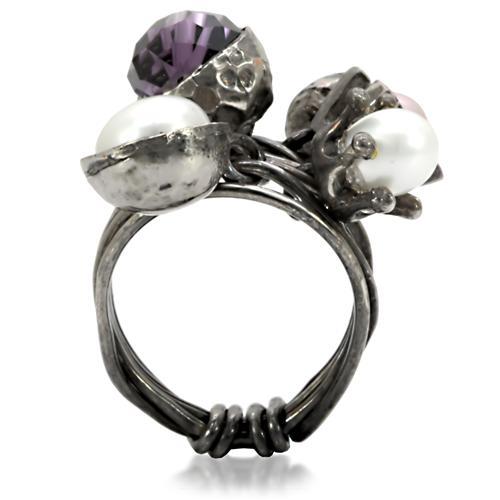 Antique Tone Brass Ring with Assorted in Multi Color