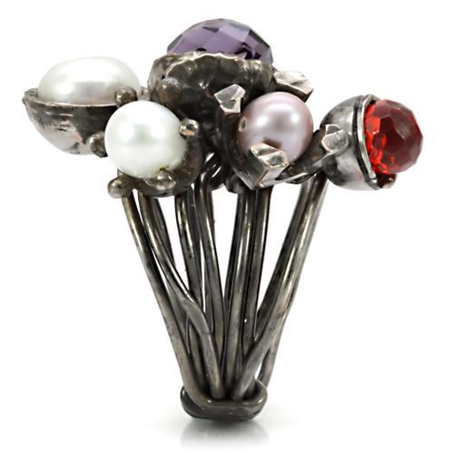 Antique Tone Brass Ring with Assorted in Multi Color