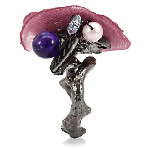 Antique Tone Brass Ring with Assorted in Multi Color