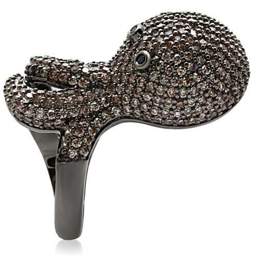 Ruthenium Brass Ring with AAA Grade CZ in Multi Color