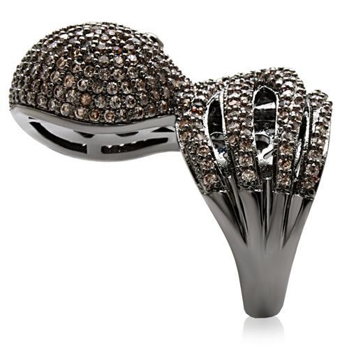 Ruthenium Brass Ring with AAA Grade CZ in Multi Color