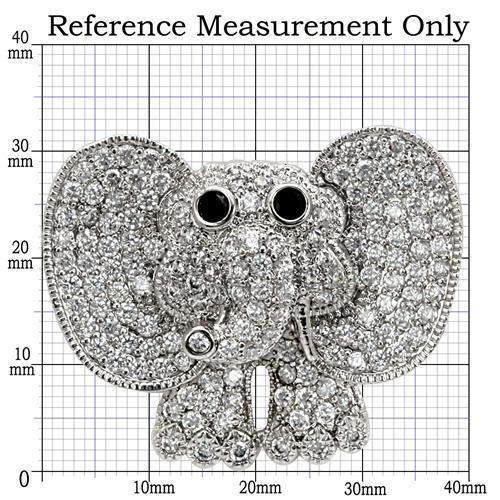 Imitation Rhodium Brass Brooches with AAA Grade CZ in Black Diamond