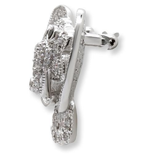 Imitation Rhodium Brass Brooches with AAA Grade CZ in Black Diamond
