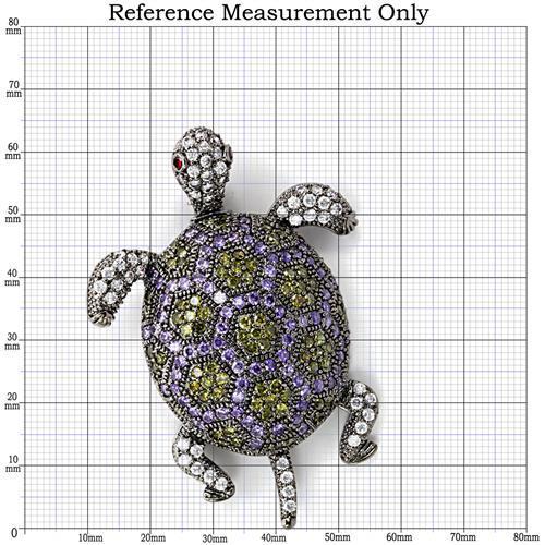 Ruthenium Brass Brooches with AAA Grade CZ in Multi Color