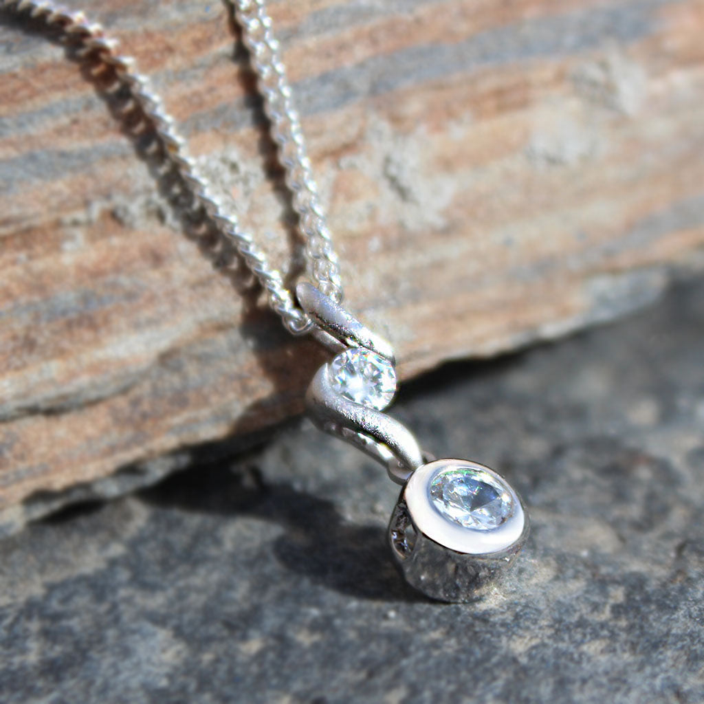 Rhodium Plating Brass Pendant Chain with AAA CZ in Clear
