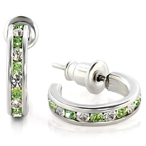 Polished 925 Sterling Silver Earrings with Top Grade Crystal in Peridot