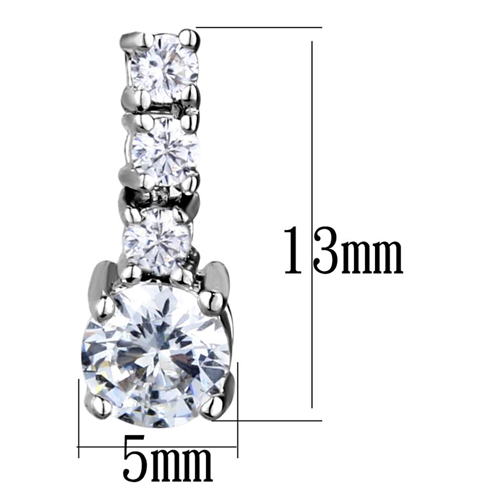 Rhodium Brass Earrings with AAA Grade CZ in Clear