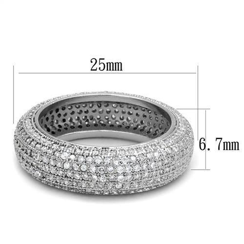 Rhodium Brass Ring with AAA Grade CZ in Clear