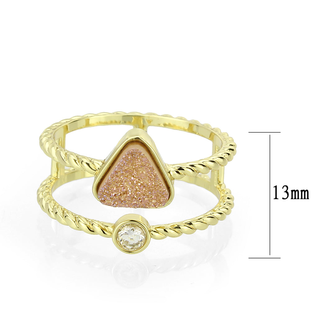 Flash Gold+E-coating Brass Ring with Druzy in Rose Gold