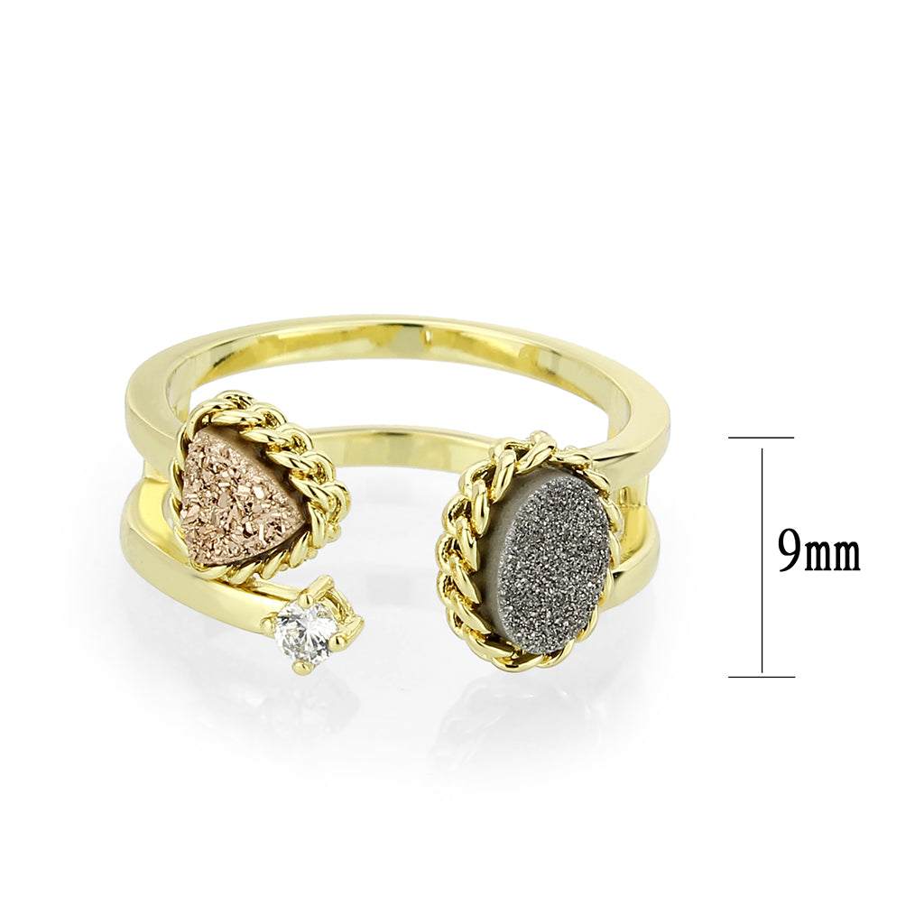 Flash Gold+E-coating Brass Ring with Druzy in Multi Color