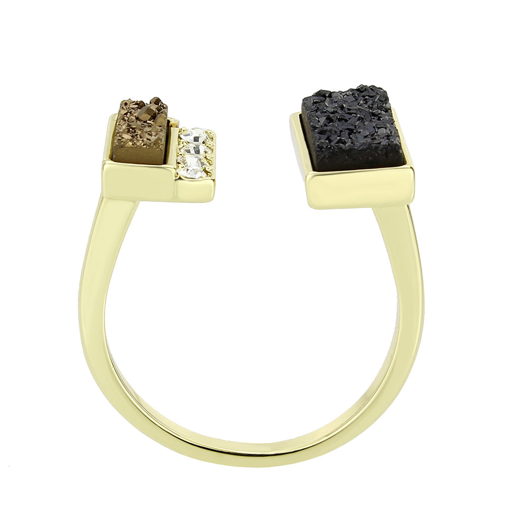 Flash Gold+E-coating Brass Ring with Druzy in MultiColor
