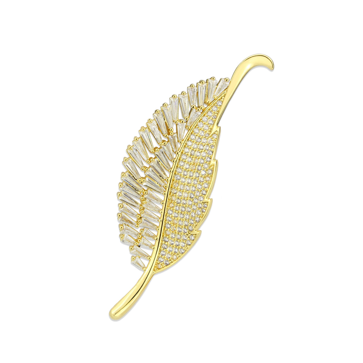 Flash Gold Brass Brooches with AAA Grade CZ in Clear