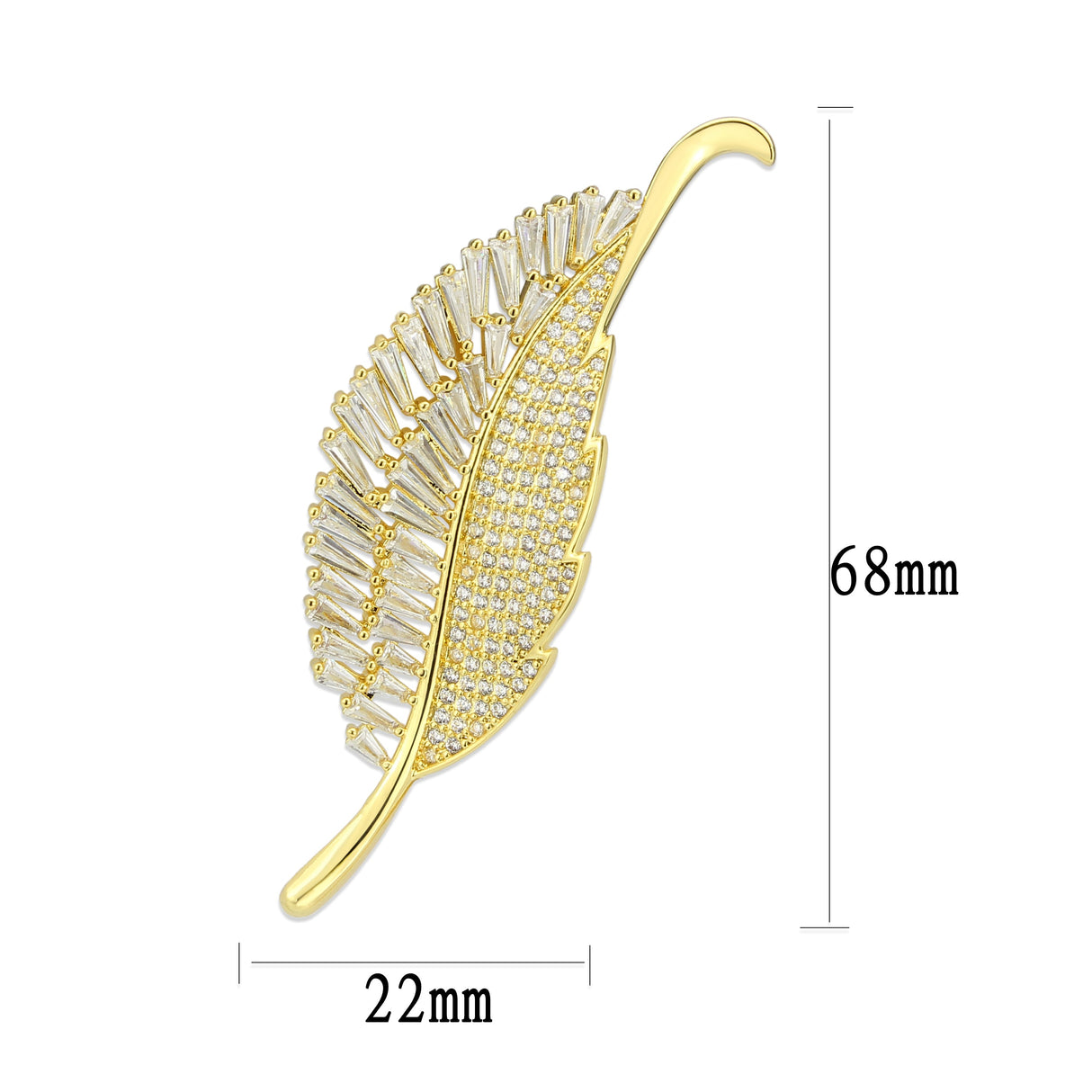 Flash Gold Brass Brooches with AAA Grade CZ in Clear