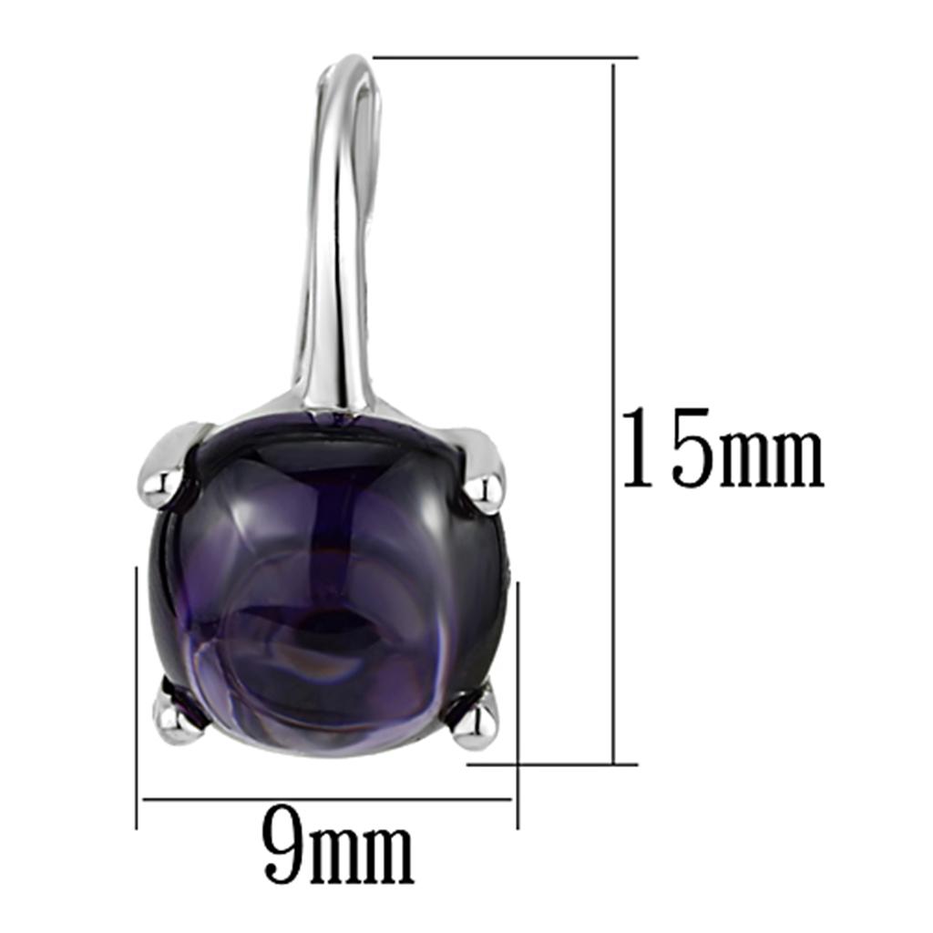 Rhodium Brass Earrings with AAA Grade CZ in Amethyst