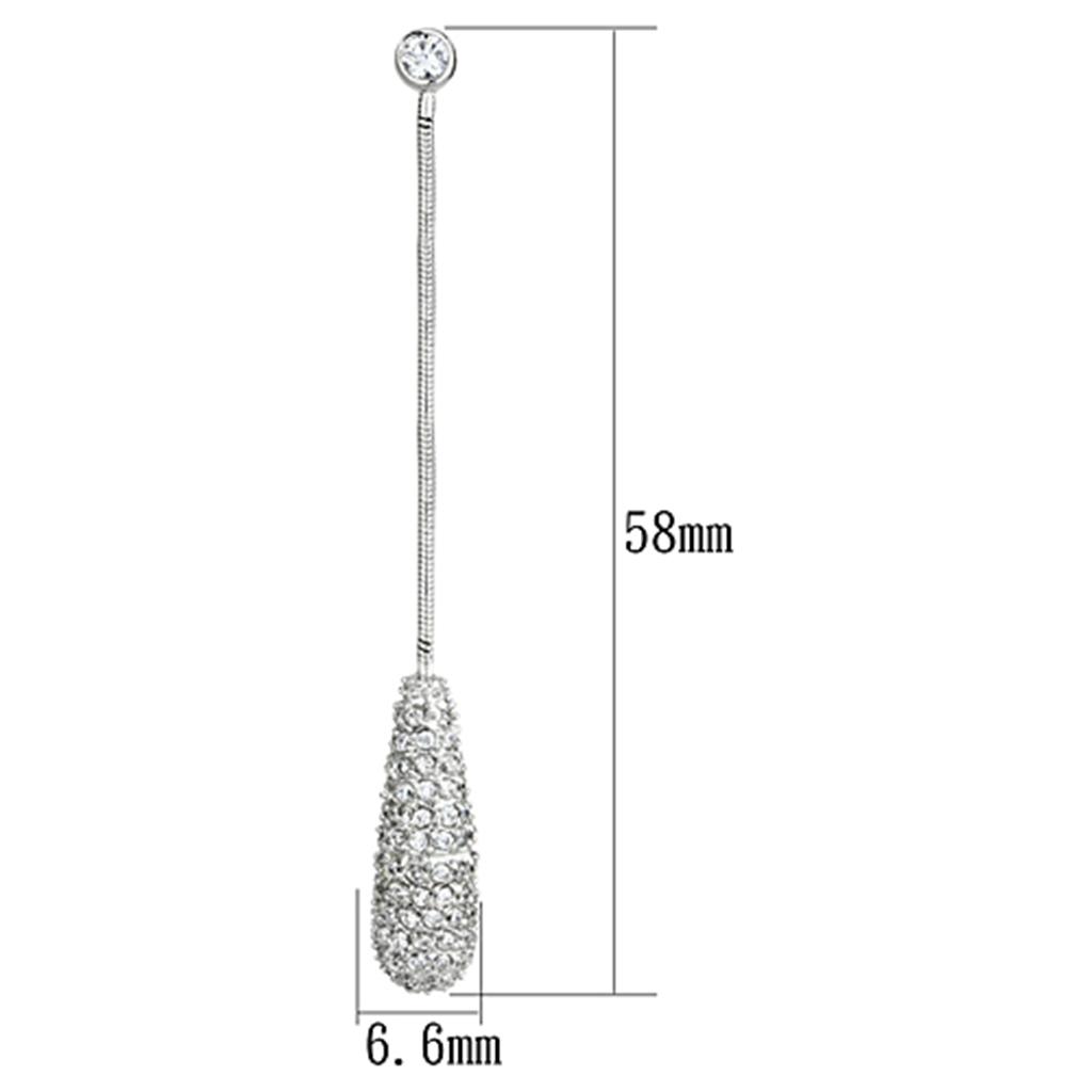 Rhodium Brass Earrings with AAA Grade CZ in Clear