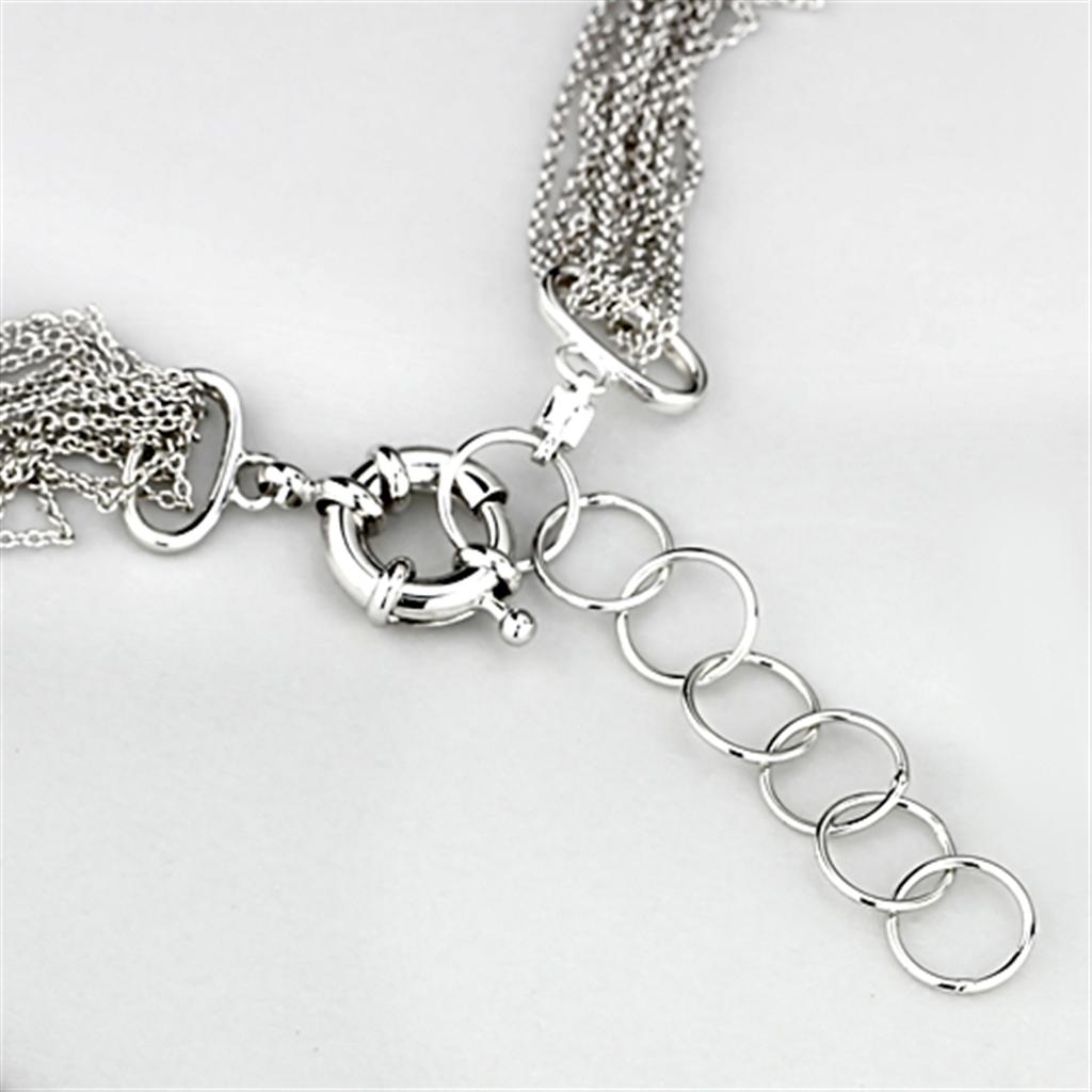 Rhodium Brass Necklace with No Stone