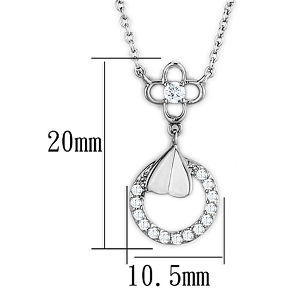 Rhodium Brass Necklace with AAA Grade CZ in Clear