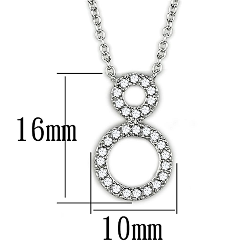 Rhodium Brass Necklace with AAA Grade CZ in Clear