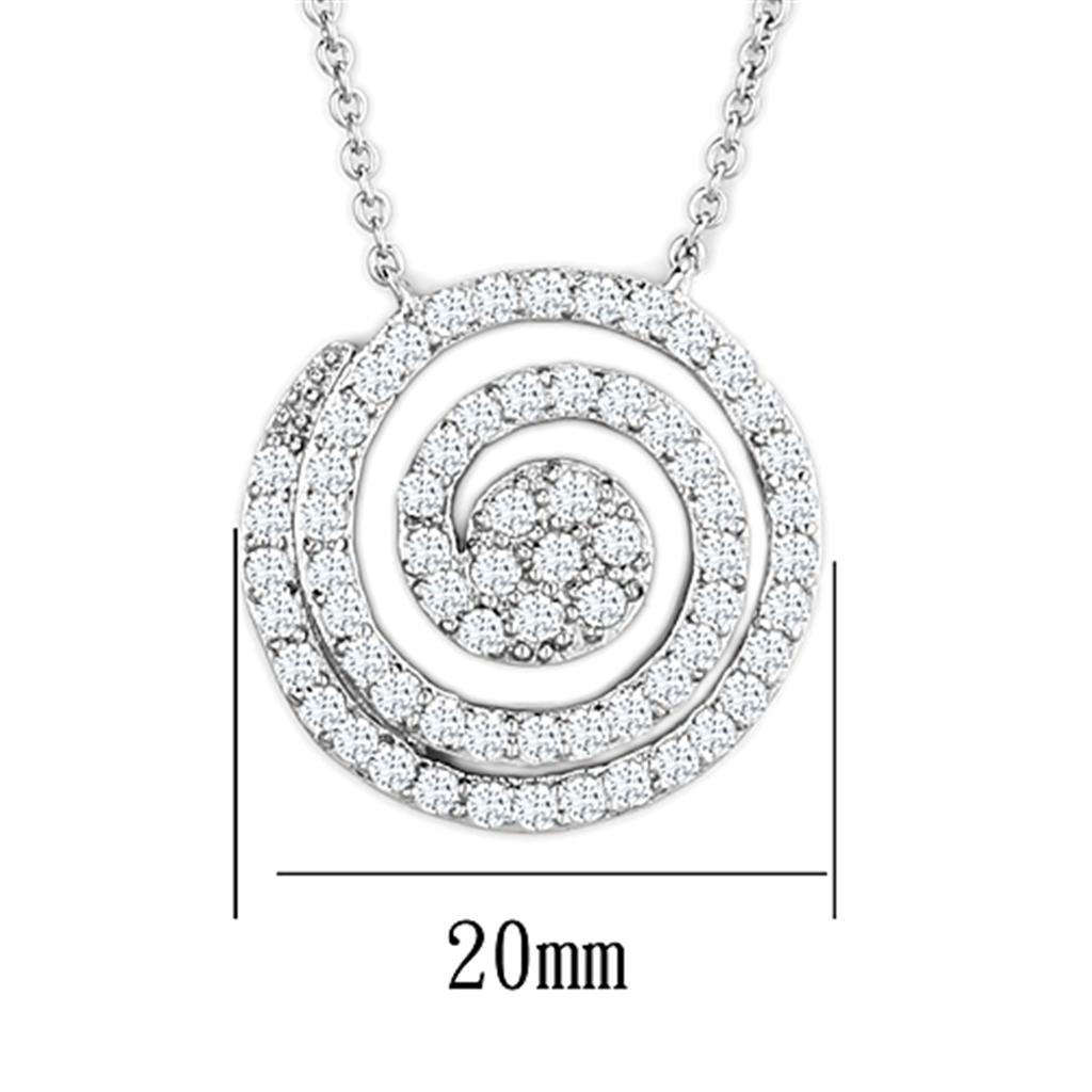 Rhodium Brass Necklace with AAA Grade CZ in Clear